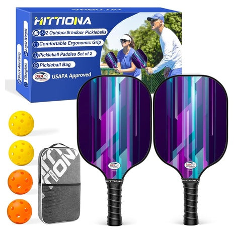 2 Beginner Pickleball Paddles with Balls & Bag