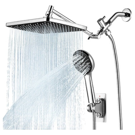 11.8" Rectangular High Pressure Rainfall Shower Head W/ Handheld
