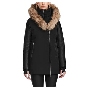 Rudsak Women's Aurore Fitted Short Down Parka w/ Vegan Leather Sleeve