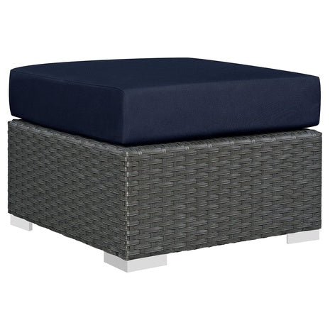 Modway Sojourn Wicker Rattan Patio Sunbrella Fabric Ottoman