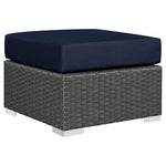 Modway Sojourn Wicker Rattan Patio Sunbrella Fabric Ottoman