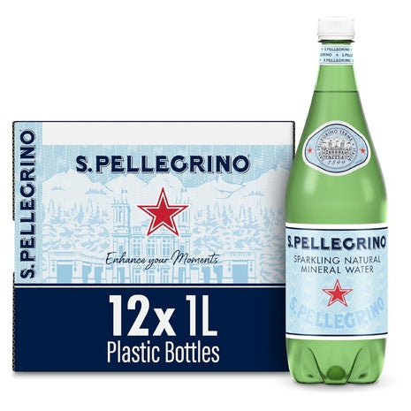 12 S.Pellegrino Sparkling Mineral Water Bottles (33.8oz)