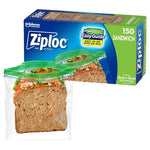 150 Ziploc Sandwich and Snack Bags with EasyGuide Texture