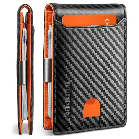 Men's RFID Blocking Front Slim Leather Money Clip Wallet