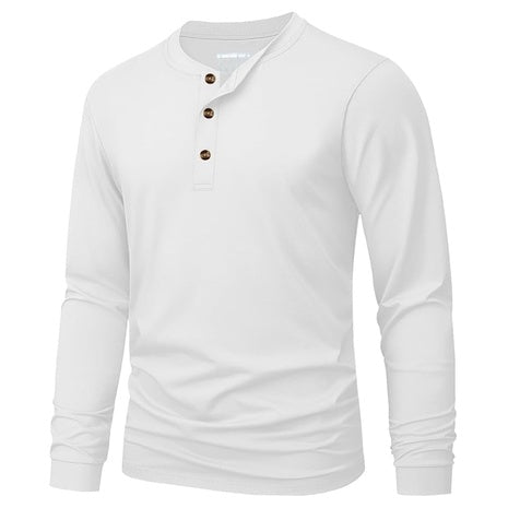 Men's Long Sleeve Cotton 3-Button Spring Casual T-Shirts (2 Colors)