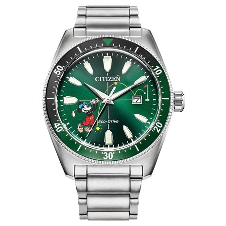 Citizen Eco Drive Men's Disney Mickey Mouse Tee Time Stainless Steel Watch