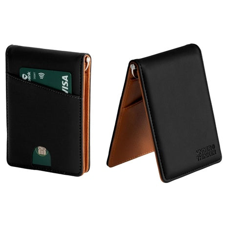 Men's RFID Faux Leather Money Clip Wallet With ID Window