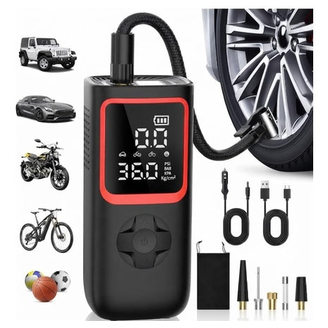 150 PSI Portable Tire Inflator Air Compressor W/ Pressure Gauge & LED Light