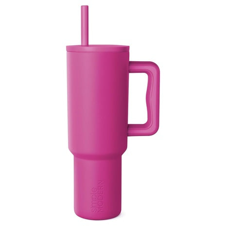 40-Oz Simple Modern Stainless Steel Insulated Tumbler W/ Handle & Straw Lid (2 Colors)