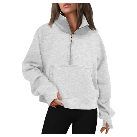 Women's Scuba Half Zipped Cropped Sweatshirt (34 Colors)
