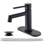 Matte Black Bathroom Faucet With Pop-Up Drain
