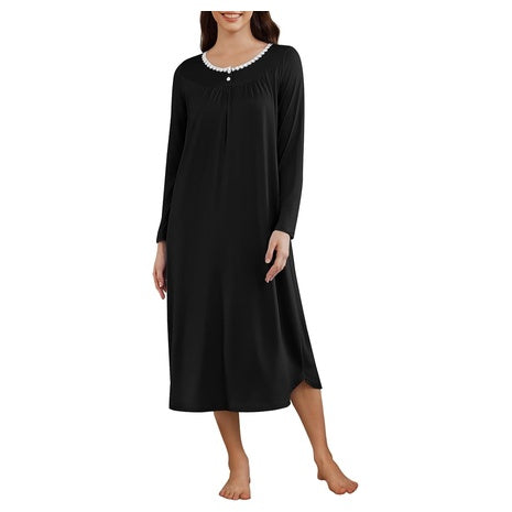 Women's Ekouaer Long Sleeve Nightgown (10 Colors)