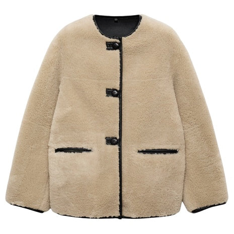 Women's Faux Fur Coat w/ Appliqués