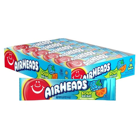 36 Airheads Sour Blue Blast Candy Bars