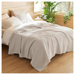 Bedsure Queen Size Cotton Waffle Weave Blanket