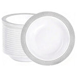 100 Silver Rim Plastic Bowls