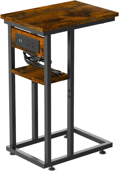 Baleine End Table With Charging Station And 2 USB Ports