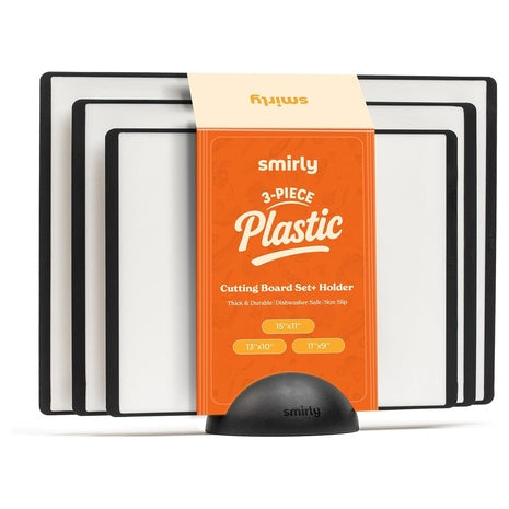 3-Piece Plastic Cutting Board Set with Holder