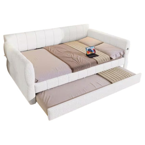 Nestfair Upholstered Daybed With USB And Trundle
