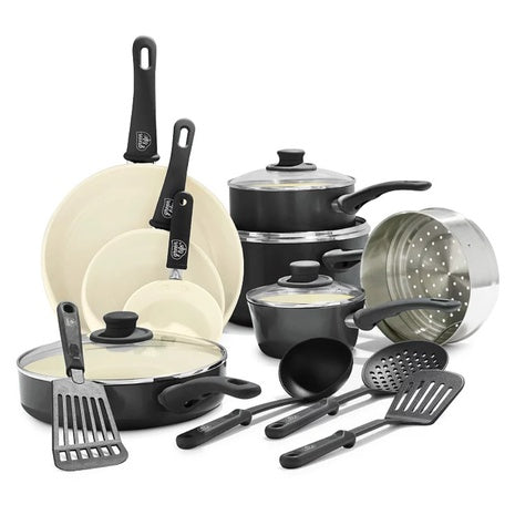 GreenLife 16-Piece Ceramic Nonstick Cookware Pots And Pans Set