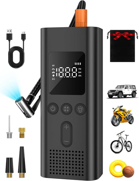 150 PSI Tire Inflator Portable Air Compressor Pump w/ LED Light