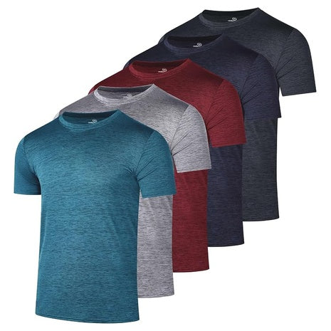 5-Pack Real Essentials Men's Short Sleeve Dry Fit Active Crew Neck T Shirt