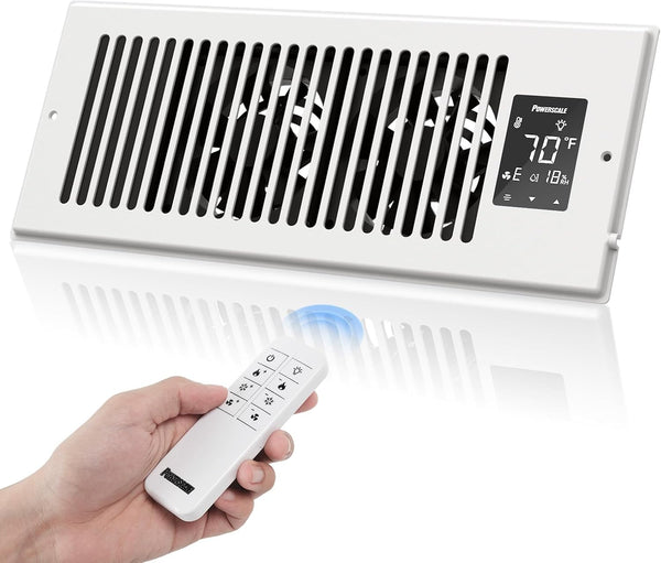 Quiet 4" x 12" Register Booster Fan With 9-Speed Thermostat & LCD