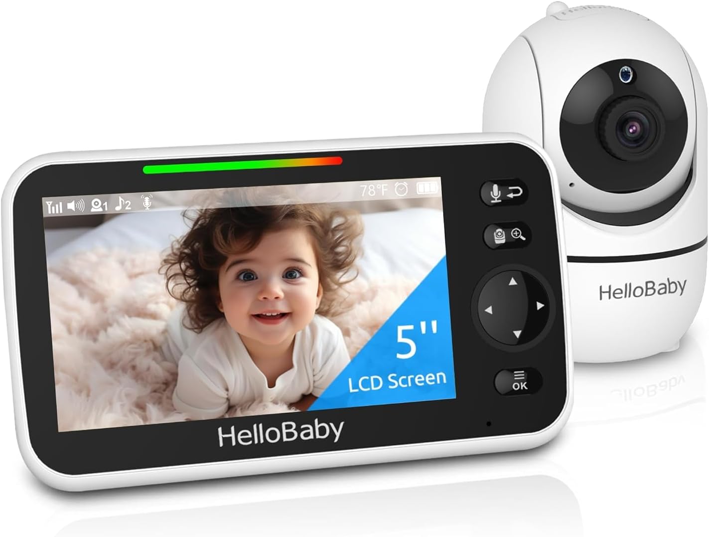 HelloBaby HB6550pro 5" Video Baby Monitor With Pan-Tilt-Zoom Video
