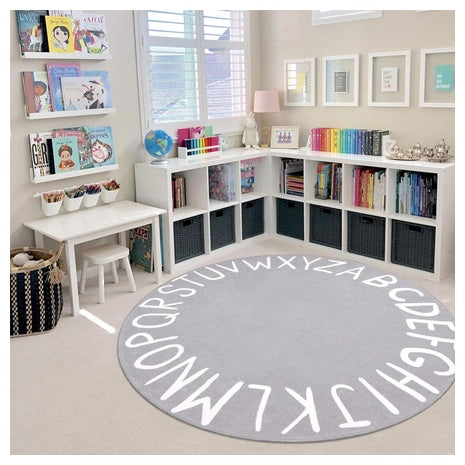 59" ABC Alphabet Round Kids Playroom Rug