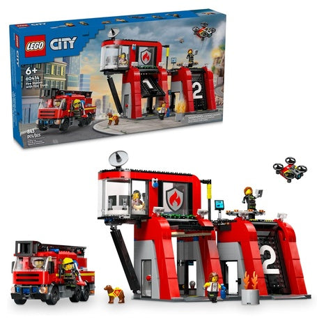 843-Piece Lego City Fire Station with Fire Truck