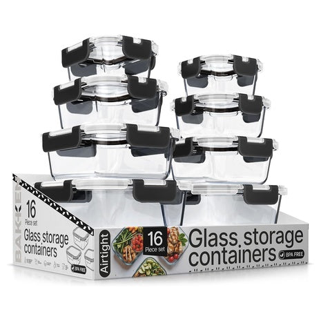 16-Piece Borosilicate Glass Food Storage Containers With Lids
