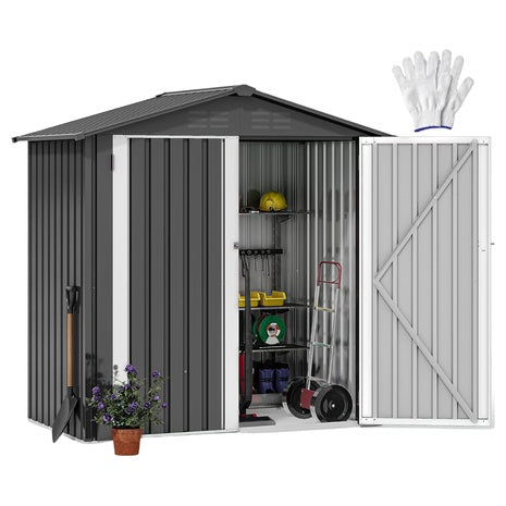 6'x4' Lockable Waterproof Outdoor Storage Shed With Vents