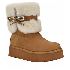 Guess Women's Dowry Rhinestone Bow Cozy Winter Boots