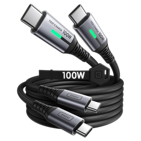 2-Pack 6.6FT INIU 100W Braided USB C Cable