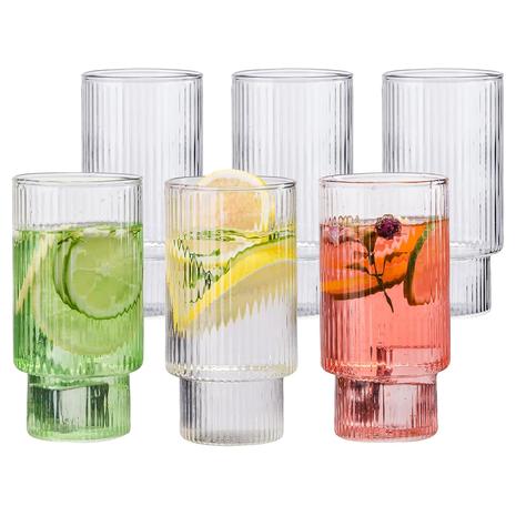 6-Piece Ribbed Drinking Glasses