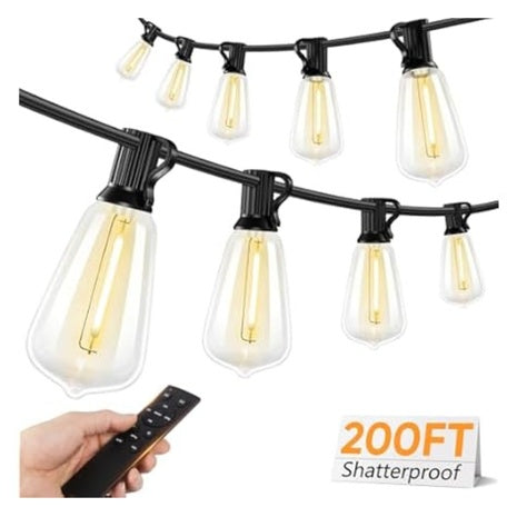 200ft 62 ST38 LED Bulbs String Lights With Remote
