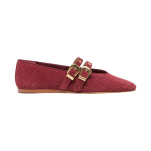 Perforated Suede Ballet Flats