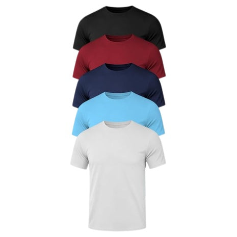 5-Pack Men's Dry Fit Workout Gym T-Shirts (Multiple Colors)