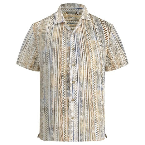 Men's Lace Short Sleeve Beach Button Down Shirt