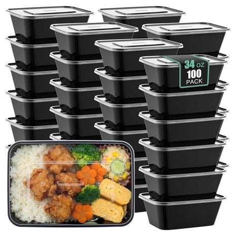 100 Meal Prep Containers Disposable with Lids