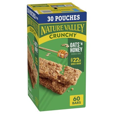 60 Nature Valley Crunchy Oats 'n Honey Granola Bars (OU)