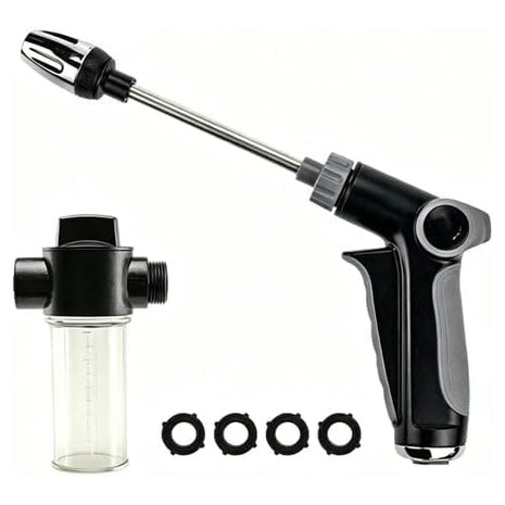 360-deg Spray Wand Garden Hose Nozzle With Foam Bottle