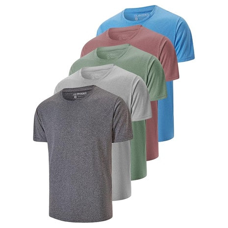 5-Pack Men's Dry Fit Athletic Running Workout T Shirts
