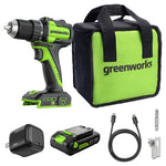 Greenworks 24V 1/2" Brushless Cordless Drill with Battery & Charger