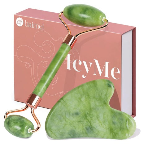 Baimei Unisex Jade Roller & Gua Sha Facial Beauty Tools Set