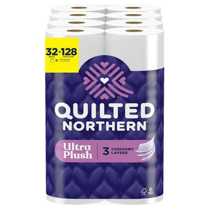 32 Mega Rolls = 128 Regular Rolls Quilted Northern Ultra Plush Toilet Paper