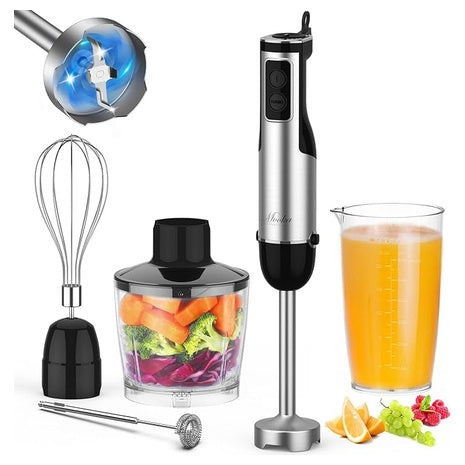 5-in-1 Immersion Hand Blender with Chopper, Beaker, Whisk & Frother