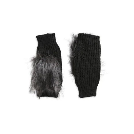 Adrienne Landau Women's Faux-Fur-Trim Fingerless Gloves