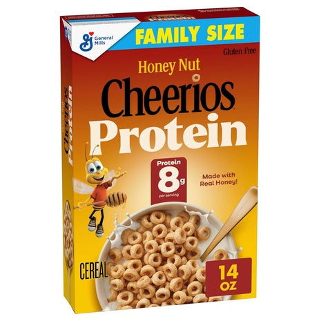 Family Size Box Cheerios Honey Nut Protein Cereal (14oz)