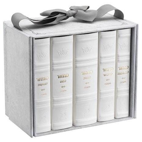 5 Volume Artscroll Hebrew English Mid Size Ashkenaz Faux Leather Machzor Set